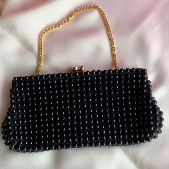Vintage Handbags - Vintage black beaded handbag